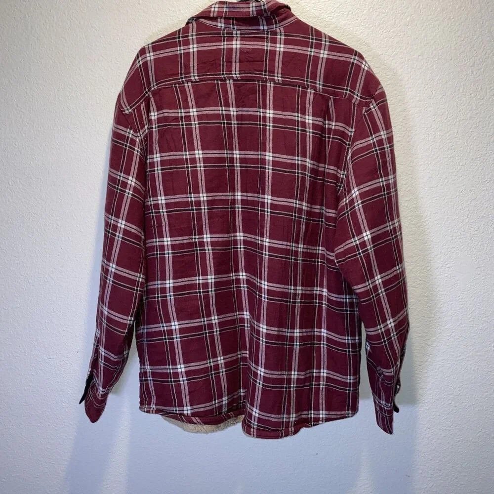 Cold Storage Sherpa Lined Flannel Jacket XL Fleece Lined Cotton Plaid
